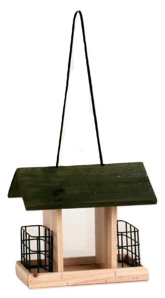 Vogelfutterhaus zum Aufhängen aus Holz 24x18x21cm